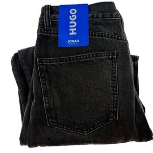Hugo Jonah Straight Leg Jeans Mens 30x31 Washed Black Denim 50511507 NEW